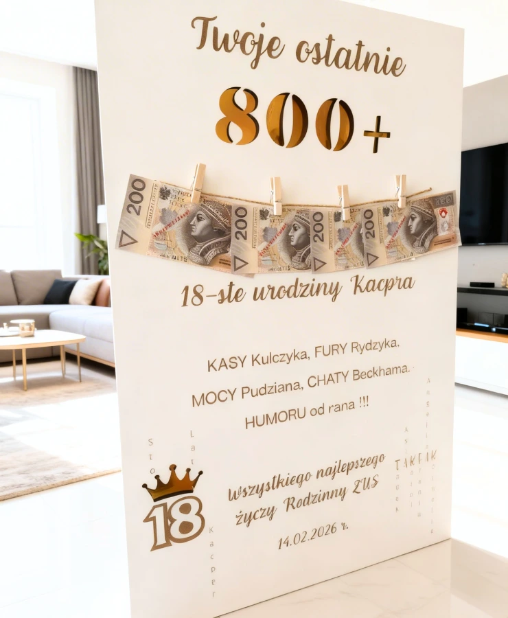 obraz na 18 stke prezent na urodziny z dedykacja twoje ostatnie 800 plus