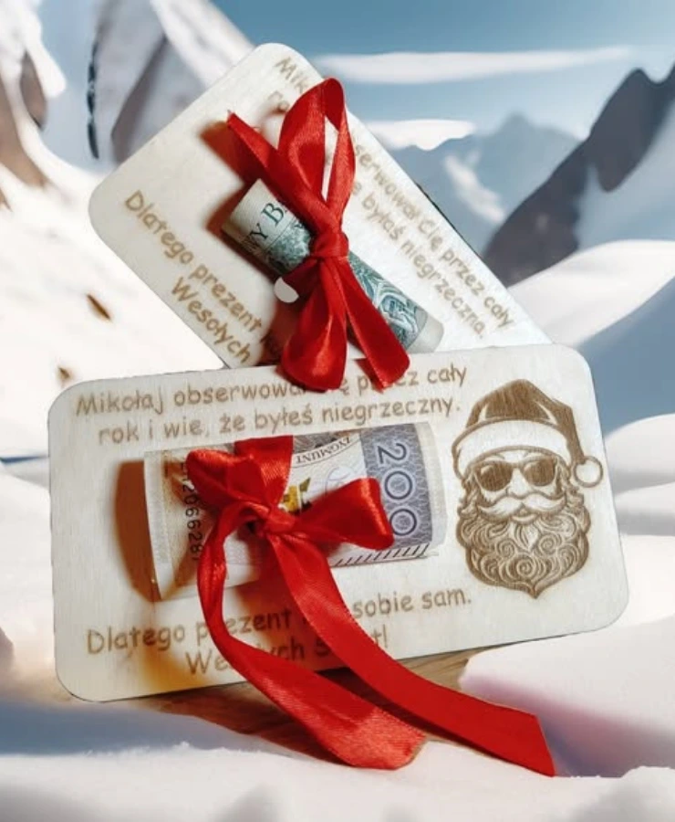drewniany prezent bon voucher z personalizacj膮
